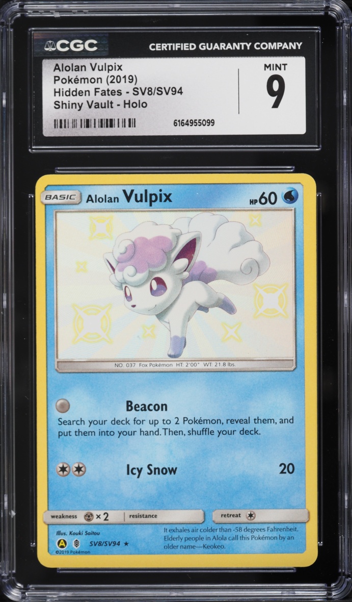 2019 Pokemon Sun & Moon Hidden Fates Shiny Alolan Vulpix #SV8 CGC 9 MINT