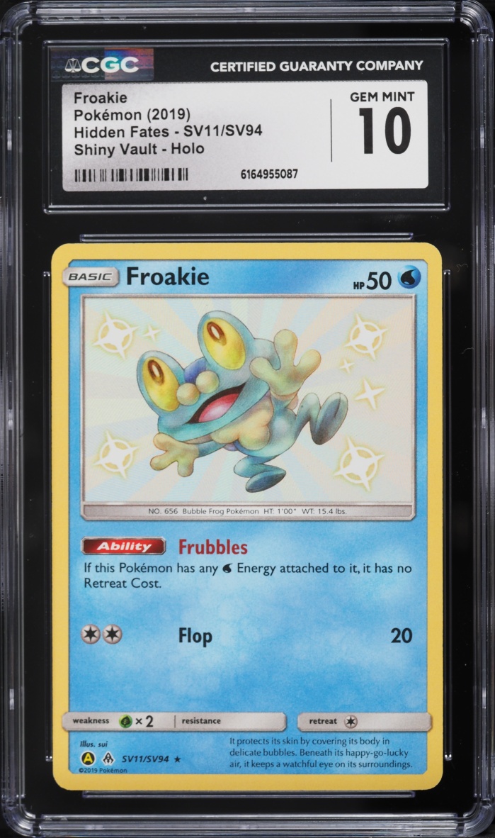 2019 Pokemon Sun & Moon Hidden Fates Shiny Froakie #SV11 CGC 10 GEM MINT