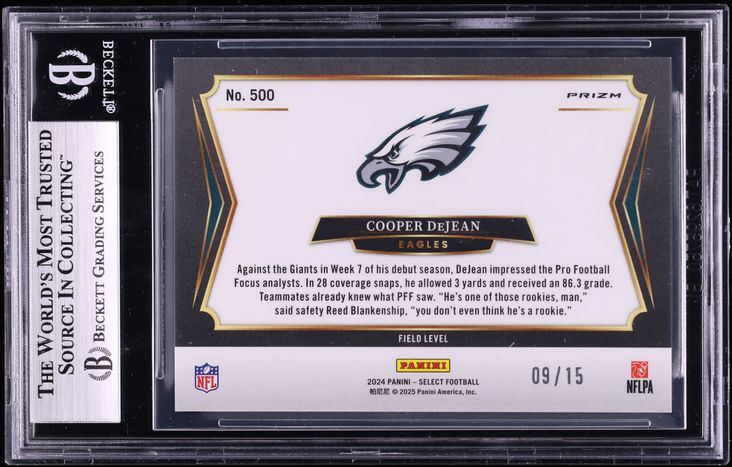 2024 Select Prizm Pink Glitter Cooper Dejean ROOKIE /15 #500 BGS 9 MINT