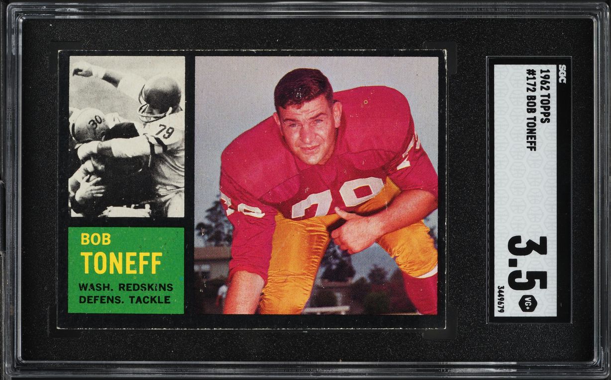 1962 Topps Football Bob Toneff #172 SGC 3.5 VG+