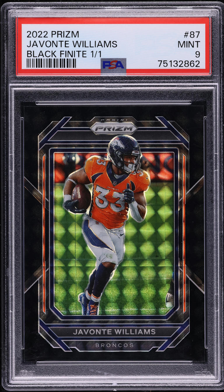 2022 Panini Prizm Black Finite Javonte Williams 1/1 #87 PSA 9 MINT