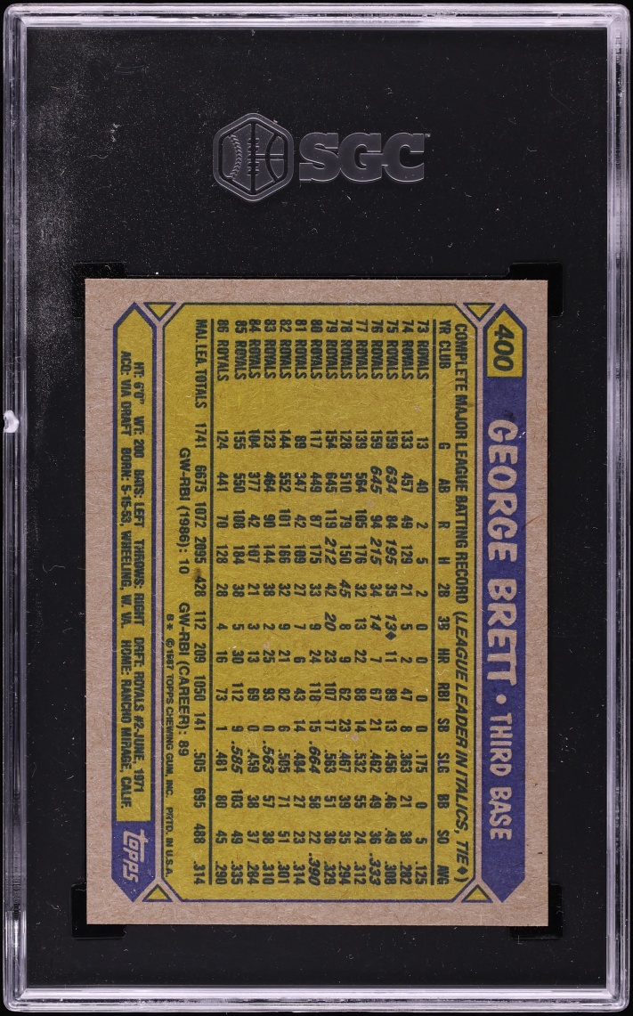 1987 Topps George Brett #400 SGC 8 NM-MT
