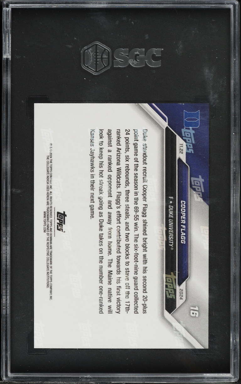 2024 Bowman University Now Cooper Flagg ROOKIE #16 SGC 10 GEM MINT
