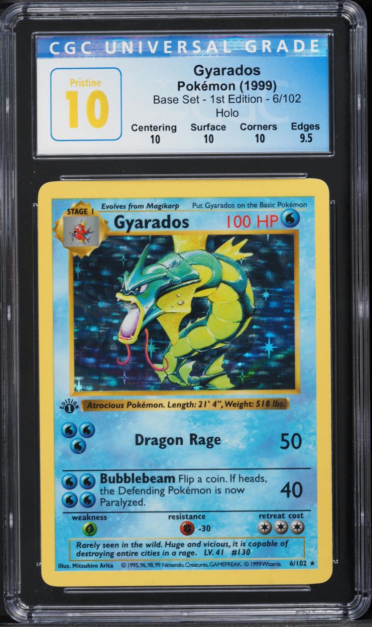 1999 Pokemon Base Set Shadowless 1st Edition Holo Gyarados #6 CGC 10 PRISTINE