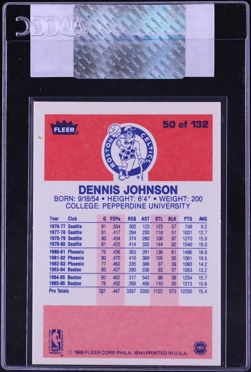 1986 Fleer Basketball Dennis Johnson #50 CGC AUTH