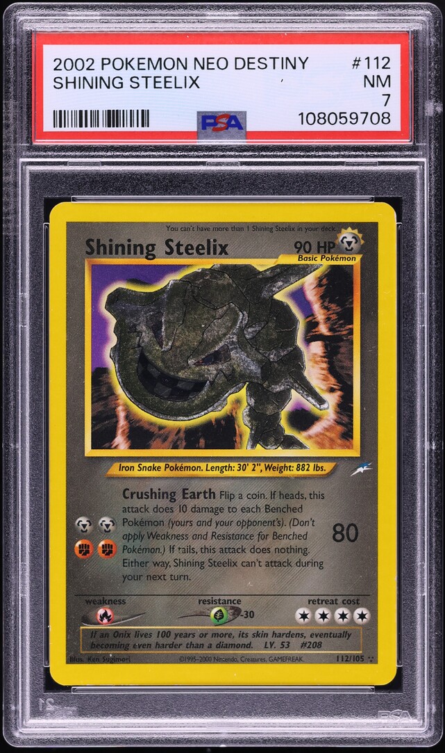 2002 Pokemon Neo Destiny Shining Steelix #112 PSA 7 NRMT