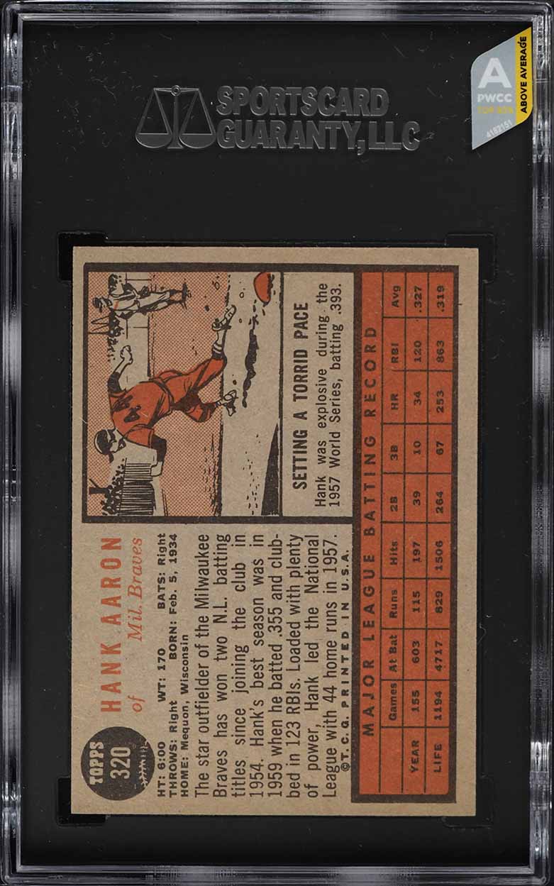 1962 Topps Hank Aaron #320 SGC 8 NM-MT