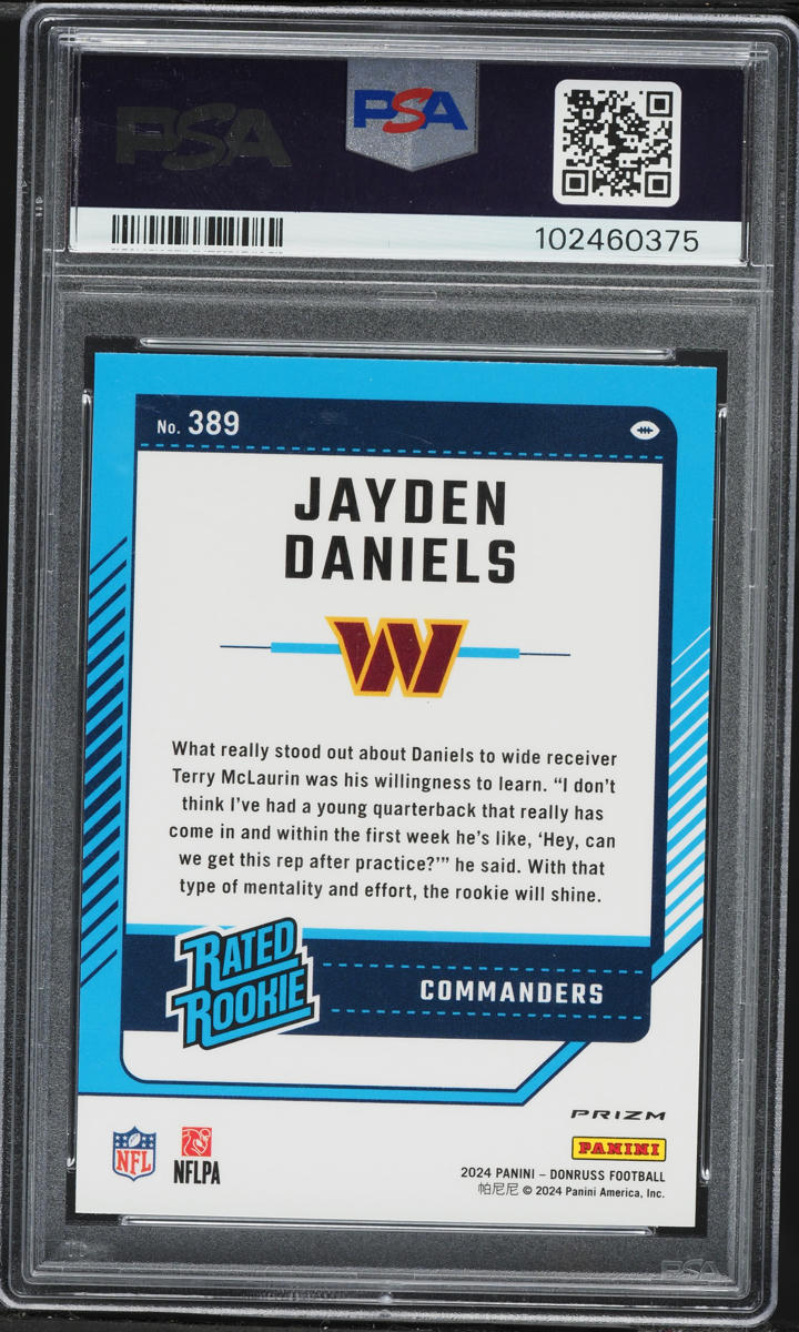 2024 Donruss Optic Preview Red Pandora Jayden Daniels ROOKIE #389 PSA 10 GEM MINT