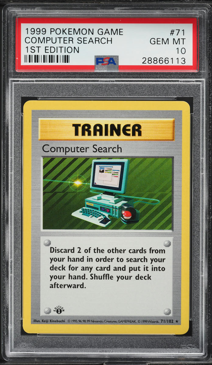 1999 Pokemon Base Set Shadowless 1st Edition Computer Search #71 PSA 10 GEM MINT