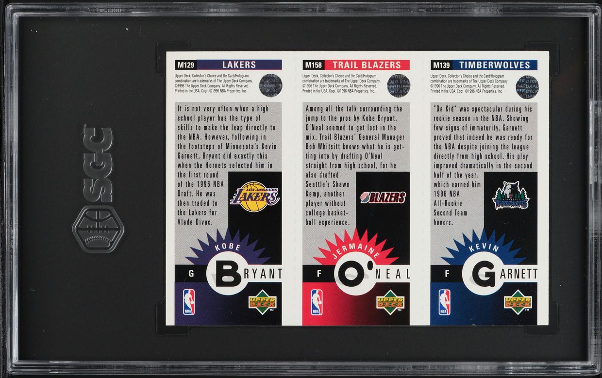 1996 Collector's Choice Mini Kevin Garnett Kobe Bryant ROOKIE SGC 9 MINT