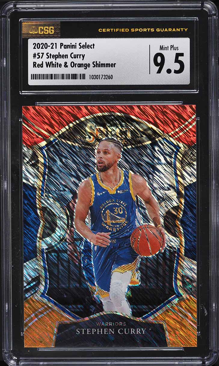 2020 Select Concourse Red White Orange Shimmer Prizm Stephen Curry #57 CSG 9.5 MINT+