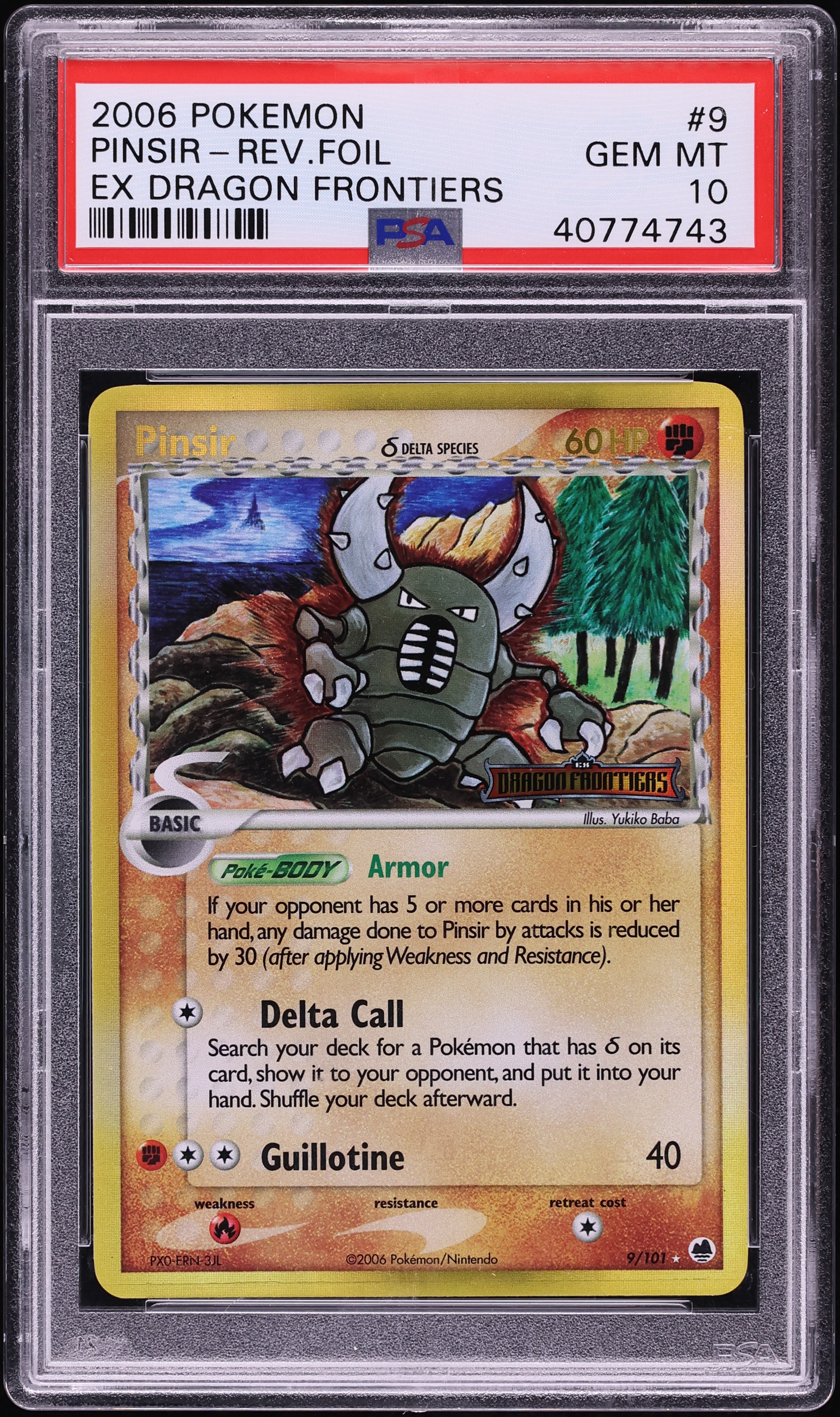 2006 Pokemon EX Dragon Frontiers Reverse Holo Pinsir #9 PSA 10 GEM MINT