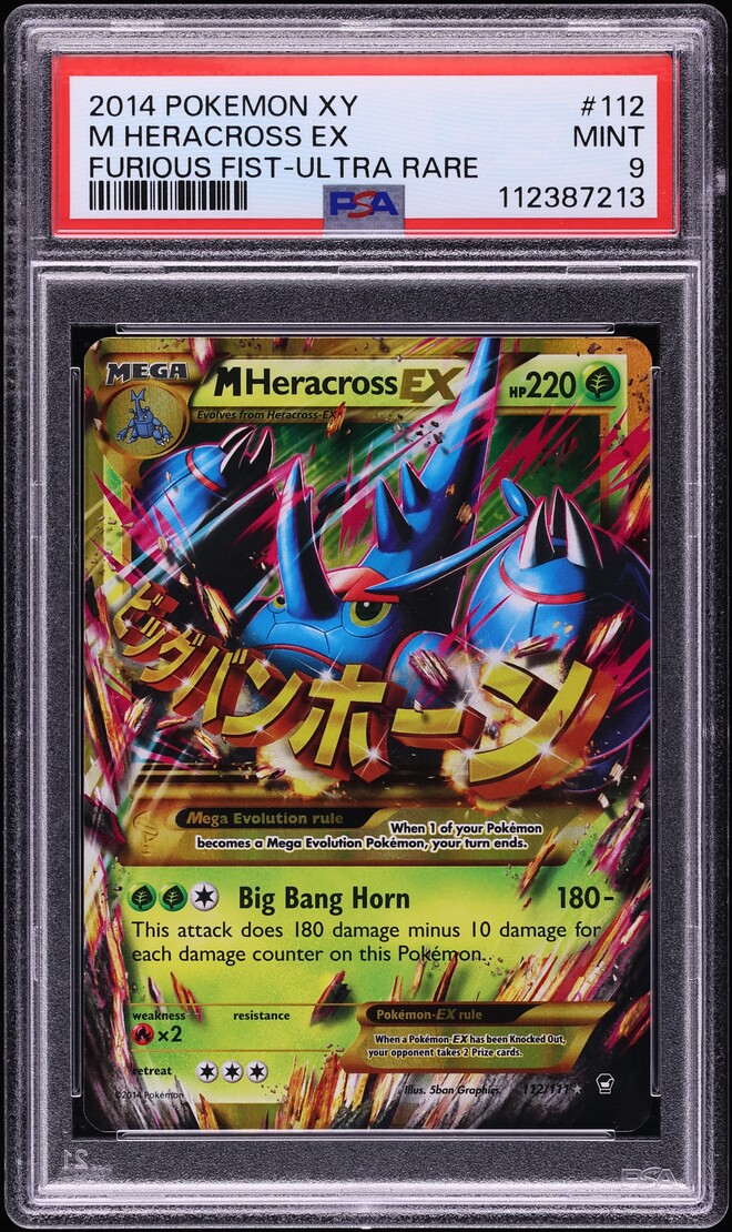 2014 Pokemon XY Furious Fists Holo M Heracross EX #112 PSA 9 MINT