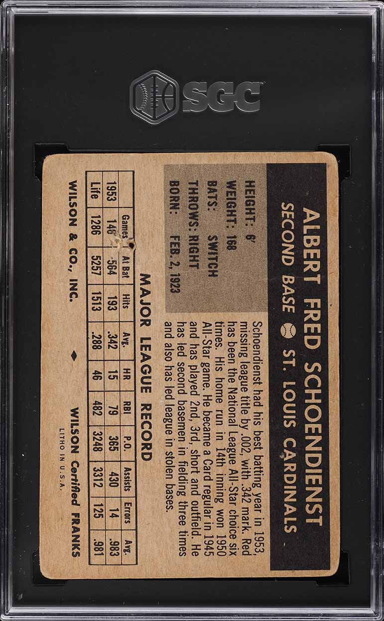 1954 Wilson Franks Red Schoendienst SGC 1 PR