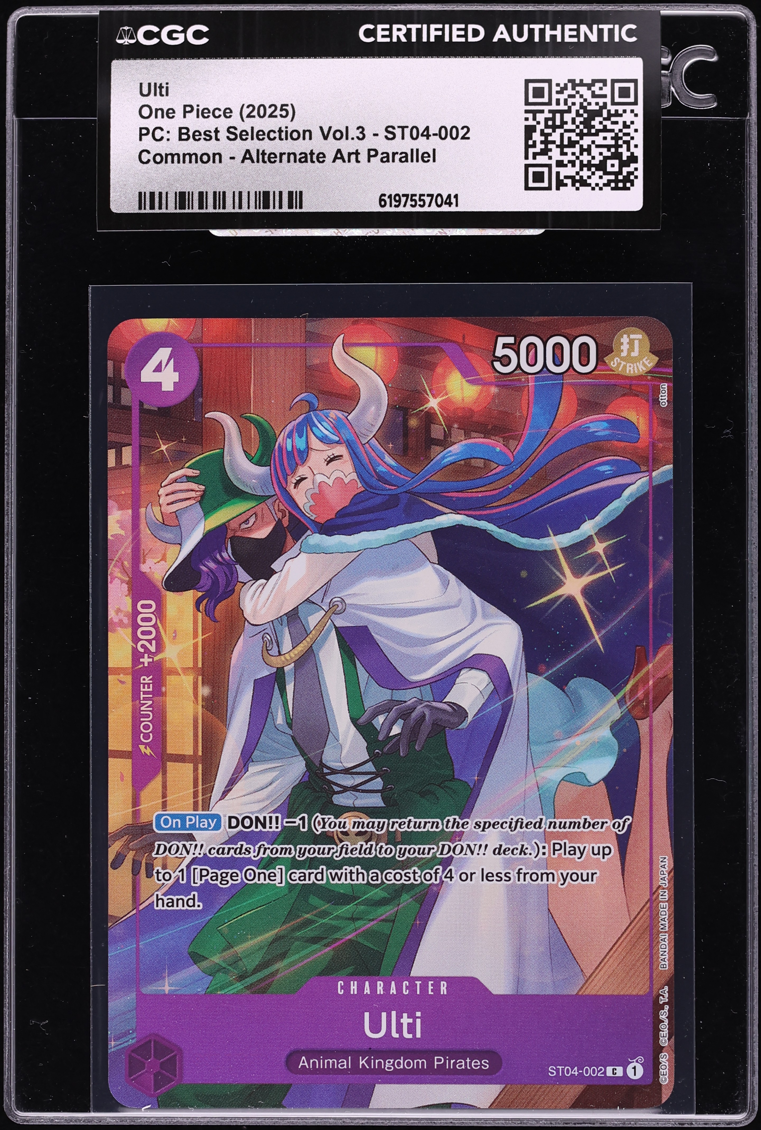 2025 One Piece Premium Best Selection Vol.3 Alt Art Ulti #ST04-002 CGC AUTH