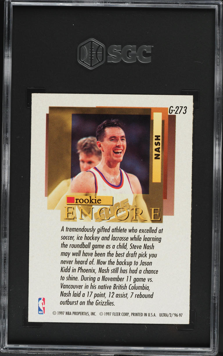 1996 Ultra Encore Gold Medallion Steve Nash ROOKIE #G-273 SGC 8 NM-MT