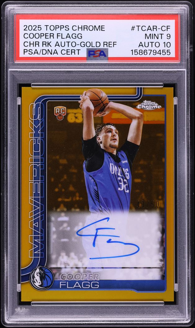 2025 Topps Chrome Gold Refractor Cooper Flagg ROOKIE AUTO DNA 10 /50 #TCAR-CF PSA 9 MINT
