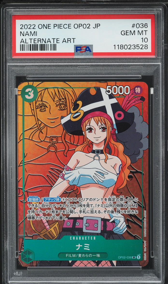 2022 One Piece Japanese Paramount War Alt Art Nami #OP02-036 PSA 10 GEM MINT