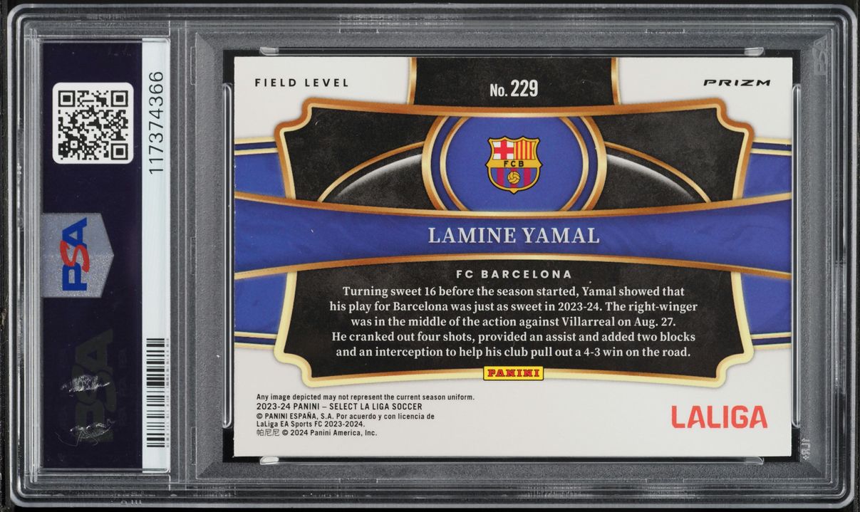 2023 Select La Liga Field Level Red Prizm Lamine Yamal ROOKIE #229 PSA 8 NM-MT