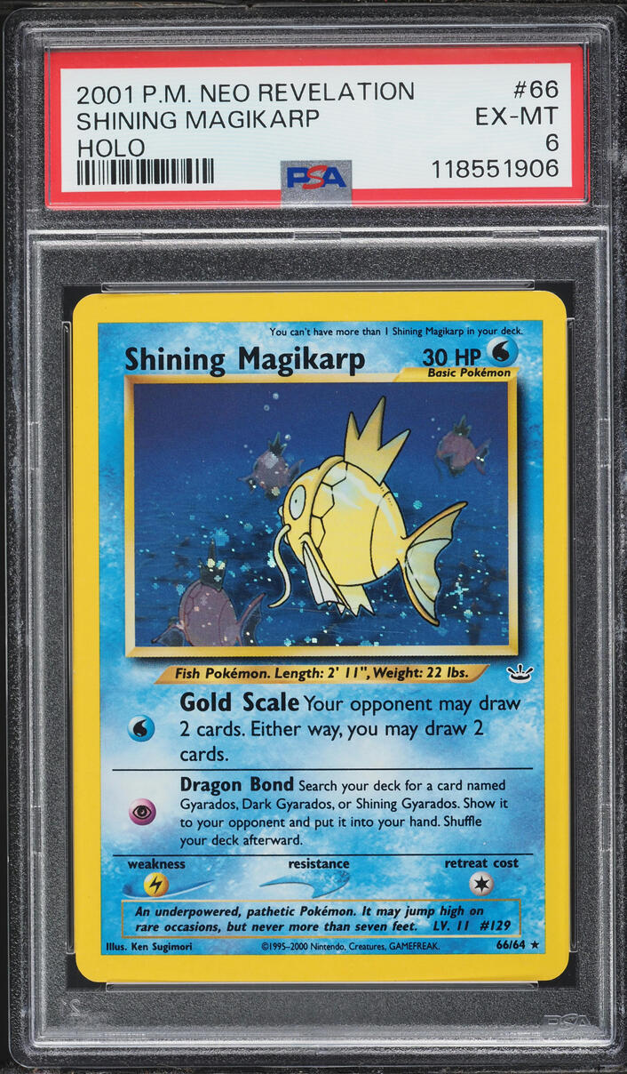 2001 Pokemon Neo Revelation Holo Shining Magikarp #66 PSA 6 EXMT
