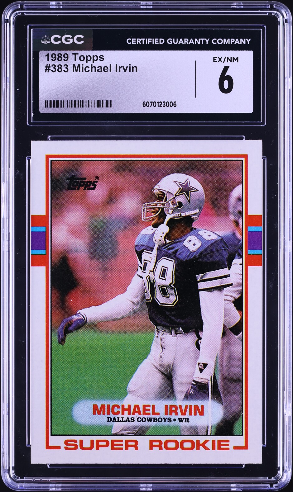 1989 Topps Football Michael Irvin ROOKIE #383 CGC 6 EXMT on Fanatics ...