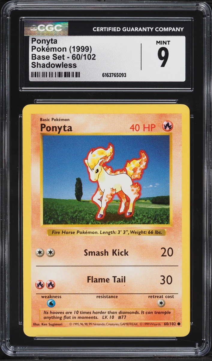 1999 Pokemon Base Set Shadowless Ponyta #60 CGC 9 MINT