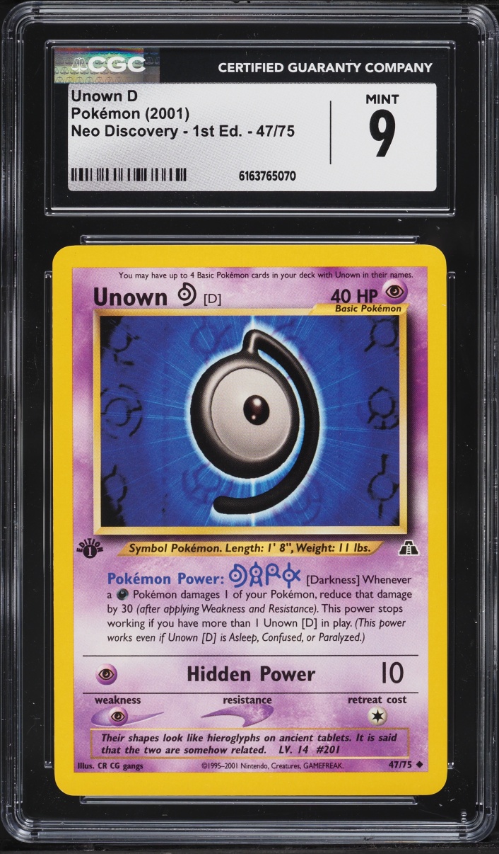 2001 Pokemon Neo Discovery 1st Edition Unown D #47 CGC 9 MINT
