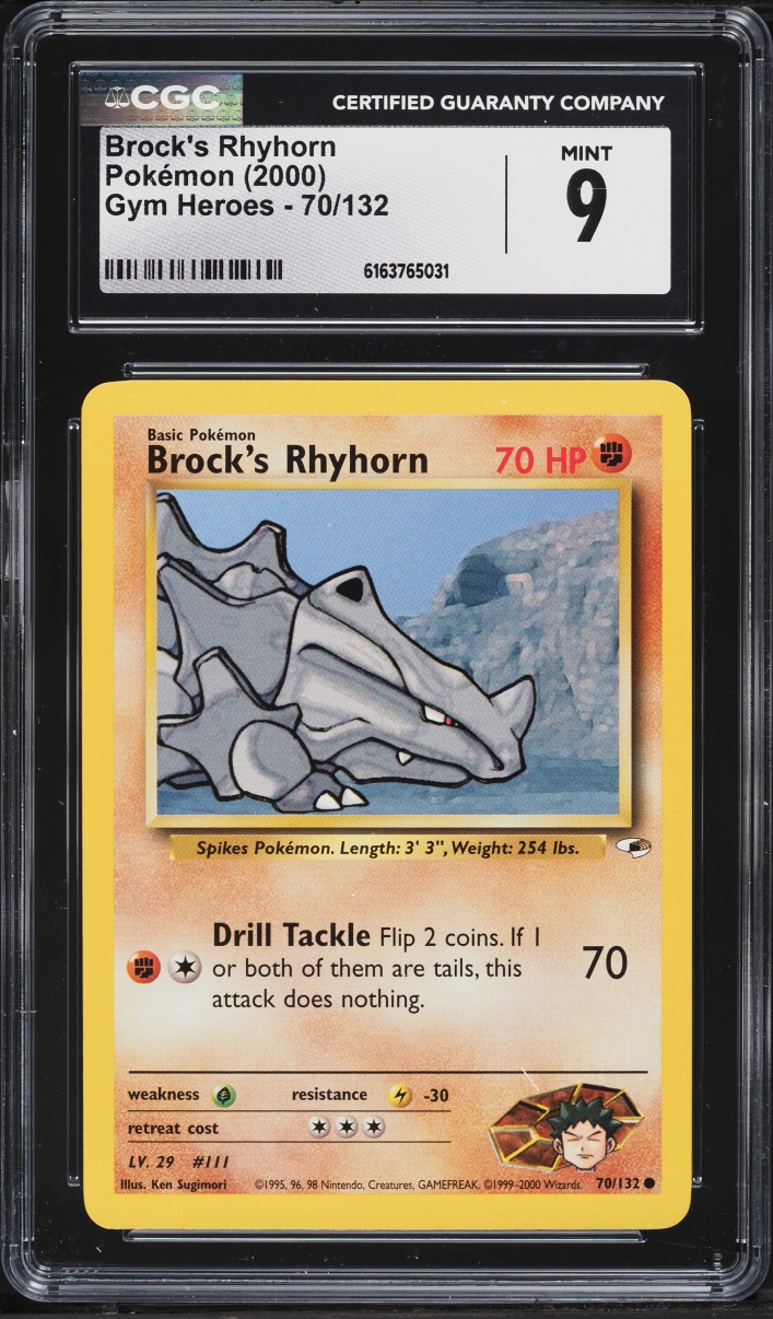 2000 Pokemon Gym Heroes Brock's Rhyhorn #70 CGC 9 MINT