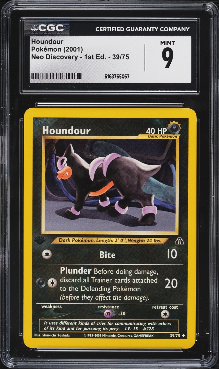 2001 Pokemon Neo Discovery 1st Edition Houndour #39 CGC 9 MINT