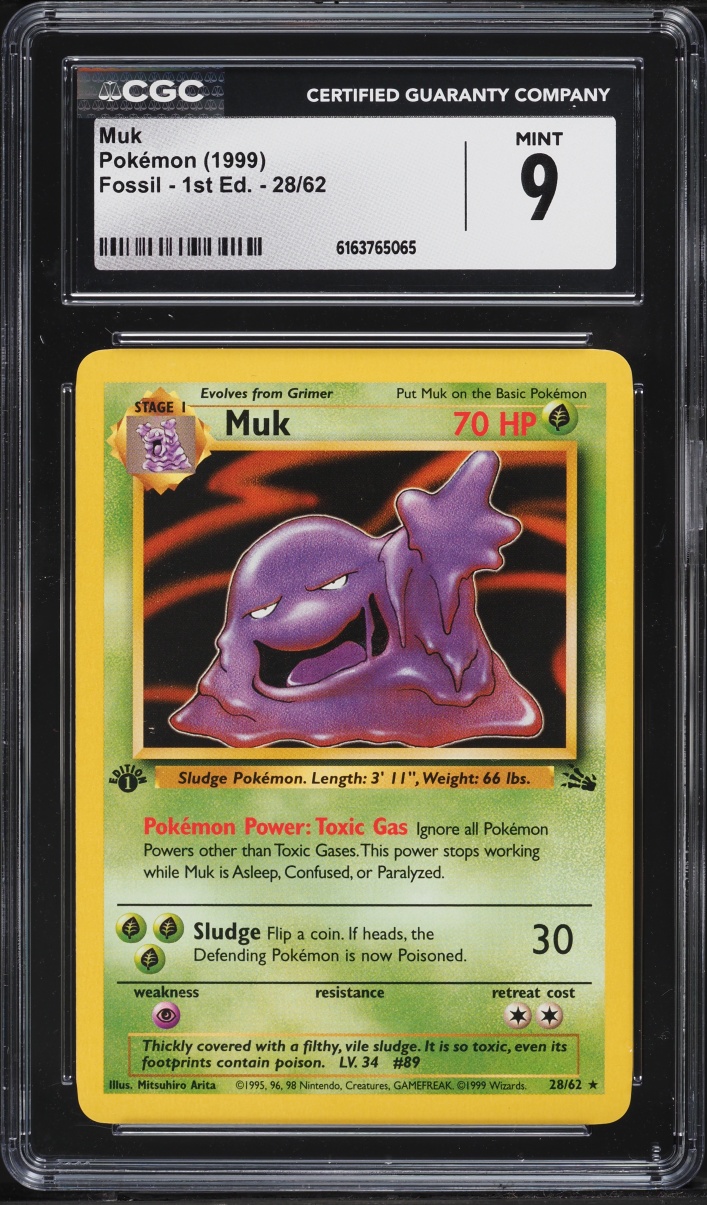 1999 Pokemon Fossil 1st Edition Muk #28 CGC 9 MINT