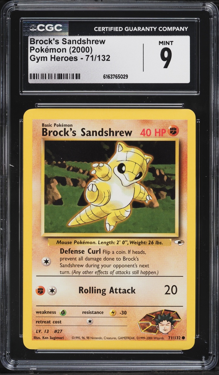 2000 Pokemon Gym Heroes Brock's Sandshrew #71 CGC 9 MINT