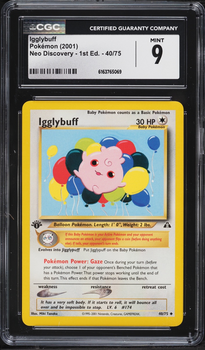 2001 Pokemon Neo Discovery 1st Edition Igglybuff #40 CGC 9 MINT