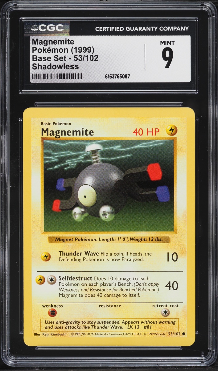 1999 Pokemon Base Set Shadowless Magnemite #53 CGC 9 MINT
