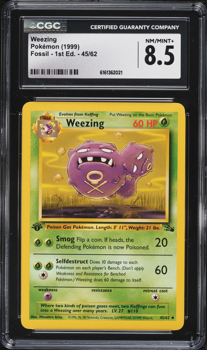 1999 Pokemon Fossil 1st Edition Weezing #45 CGC 8.5 NM-MT+