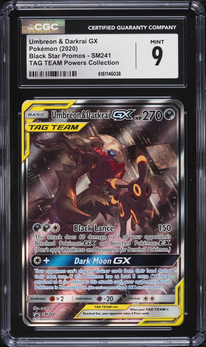 2020 Pokemon Sun & Moon Promo Tag Team Powers Full Art Umbreon & Darkrai GX #SM241 CGC 9 MINT