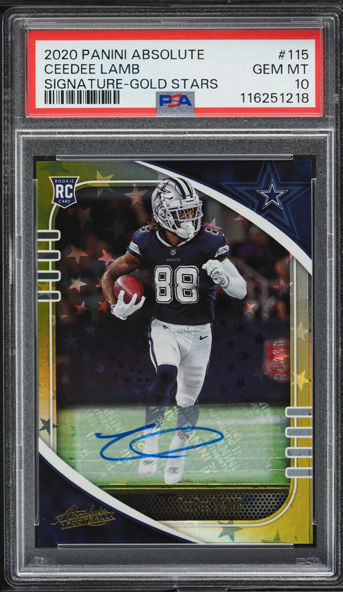 2020 Absolute Gold Stars CeeDee Lamb ROOKIE AUTO /10 #115 PSA 10 GEM MINT