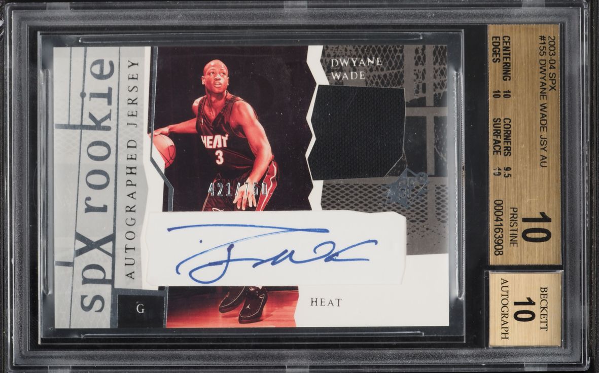 2003 SPx Basketball Dwyane Wade ROOKIE PATCH AUTO /750 #155 BGS 10 PRISTINE