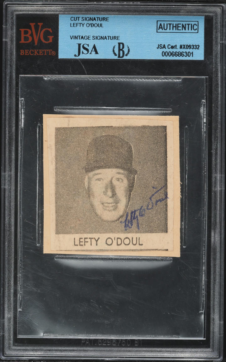 Lefty O'Doul Signed Autographed Cut AUTO BVG AUTH