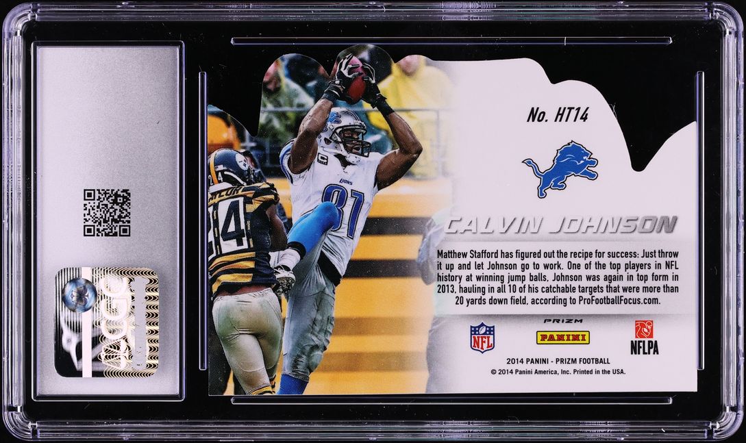 2014 Panini Prizm Hands Team Silver Die-Cut Calvin Johnson #HT14 CGC 9.5 MINT+