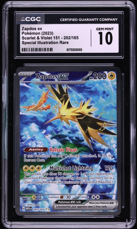 2023 Pokemon Scarlet & Violet 151 SIR Zapdos ex #202 CGC 10 GEM MINT