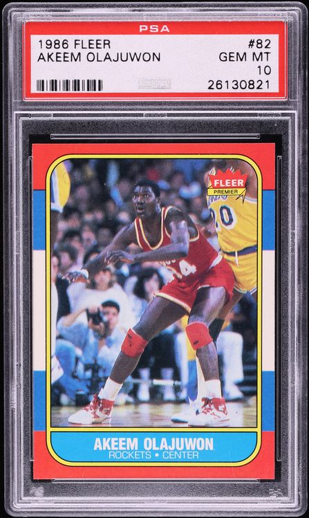 1986 Fleer Basketball Hakeem Olajuwon ROOKIE #82 PSA 10 GEM MINT