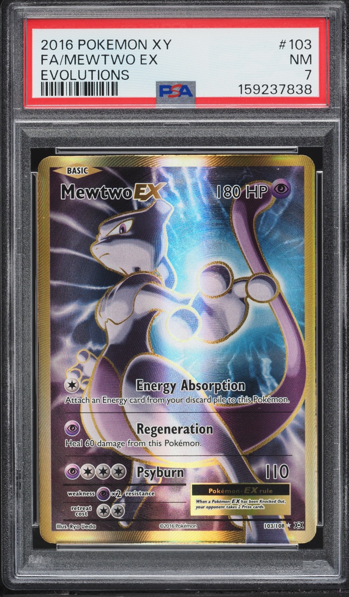 2016 Pokemon XY Evolutions Gold Rare Mewtwo EX #103 PSA 7 NRMT