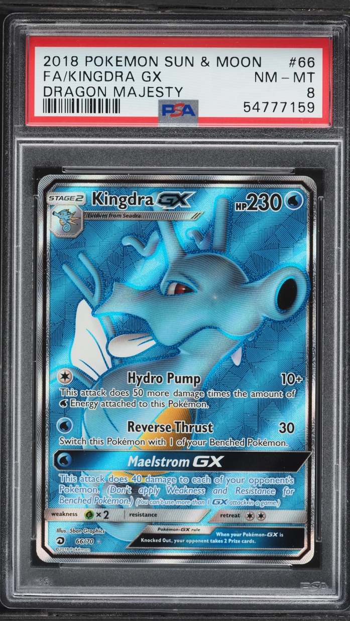 2018 Pokemon Sun & Moon Dragon Majesty Full Art Kingdra GX #66 PSA 8 NM-MT
