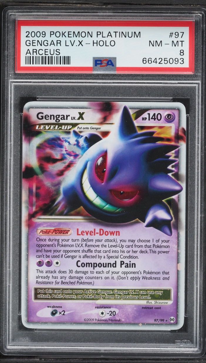 2009 Pokemon Platinum Arceus Holo Gengar LV.X #97 PSA 8 NM-MT