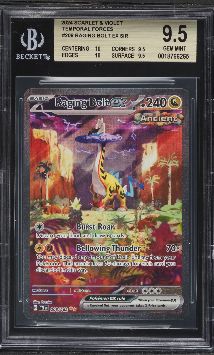 2024 Pokemon Scarlet & Violet Temporal Forces SIR Raging Bolt ex #208 BGS 9.5 GEM MINT