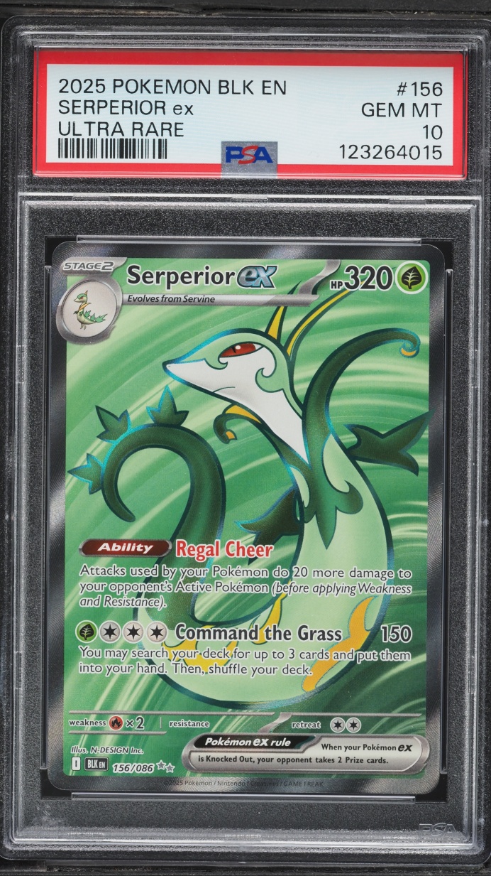 2025 Pokemon Scarlet & Violet Black Bolt Full Art Serperior ex #156 PSA 10 GEM MINT
