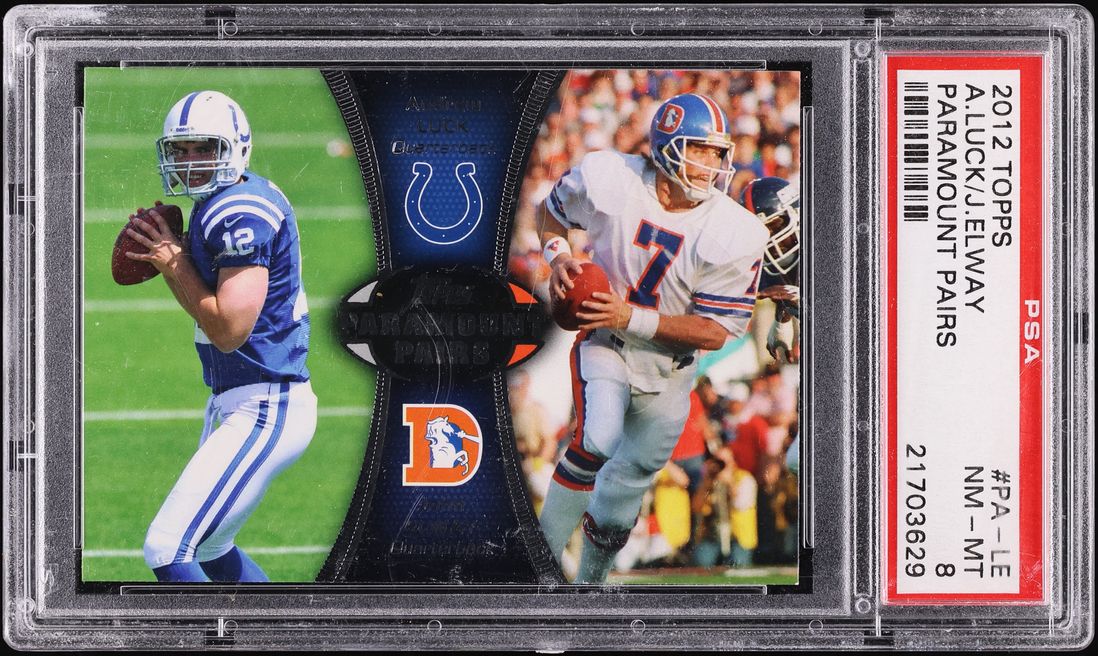 2012 Topps Paramount Pairs John Elway & Andrew Luck ROOKIE #PA-LE PSA 8 NM-MT