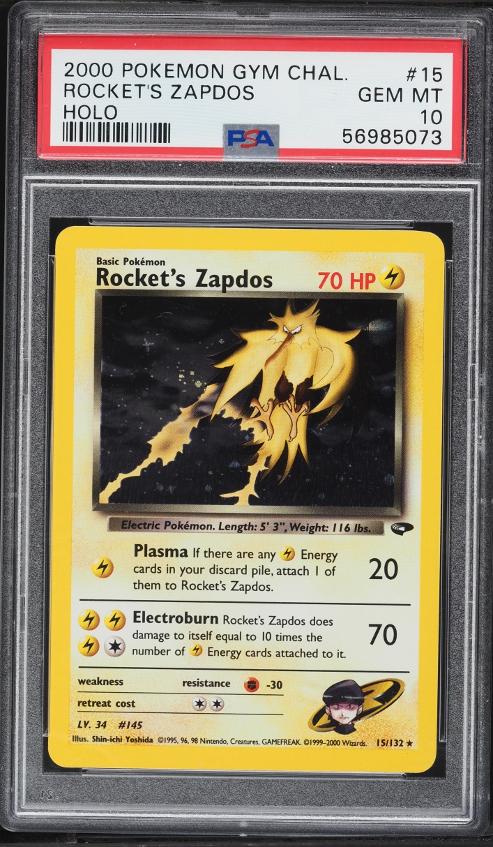 2000 Pokemon Gym Challenge Holo Rocket's Zapdos #15 PSA 10 GEM MINT