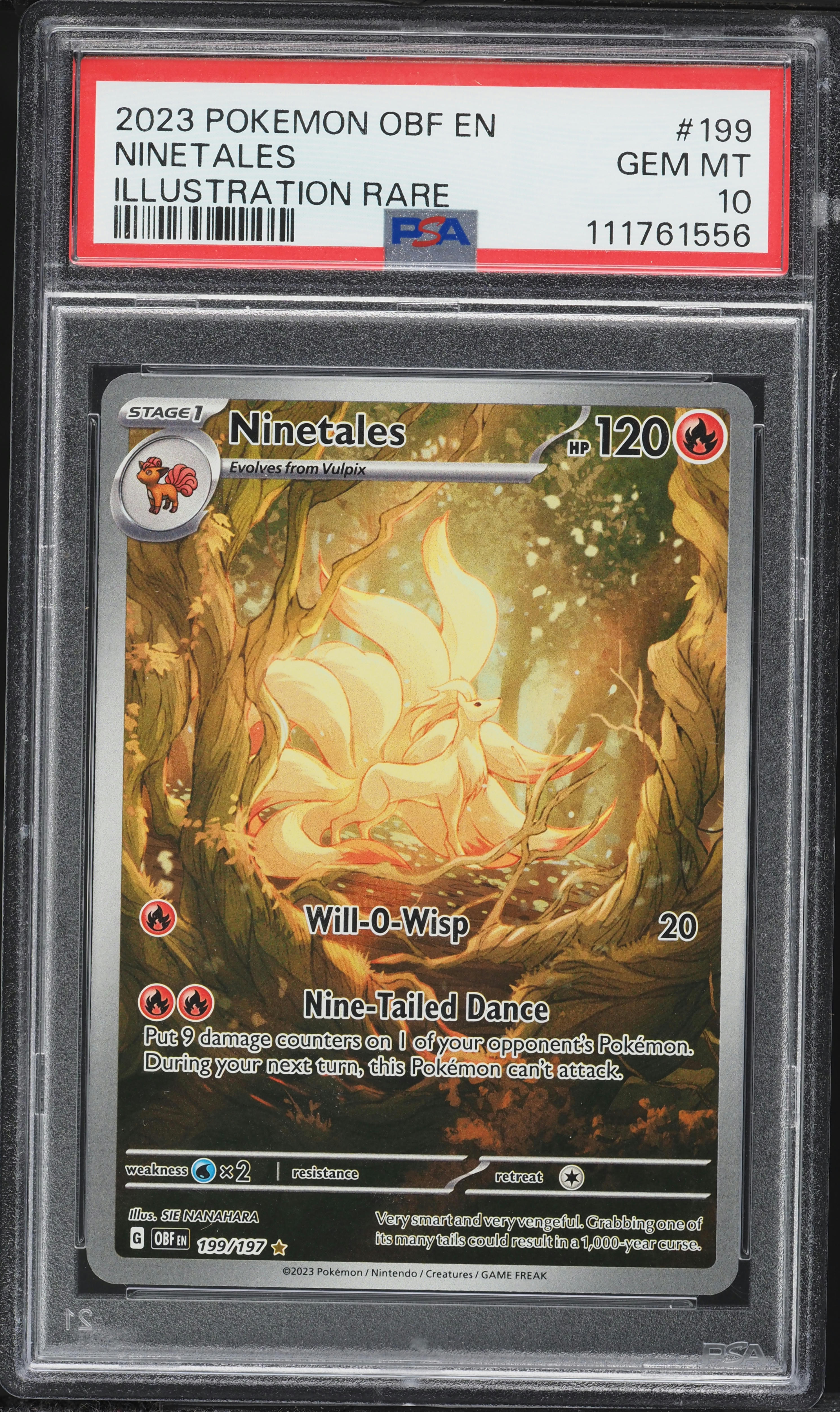2023 Pokemon Scarlet & Violet Obsidian Flames IR Ninetales #199 PSA 10 GEM MINT