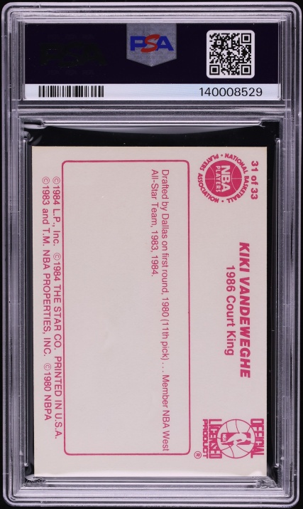 1986 Star Court Kings Kiki Vandeweghe #31 PSA 7 NRMT